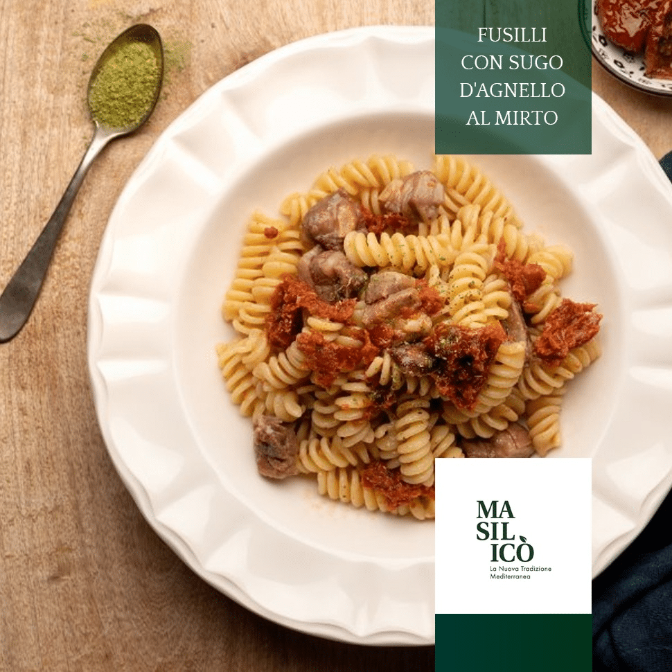 fusilli con sugo dagnello al mirto