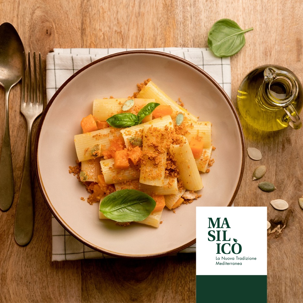 Rigatoni zucca e pangrattato - la Ricetta di Masilicò