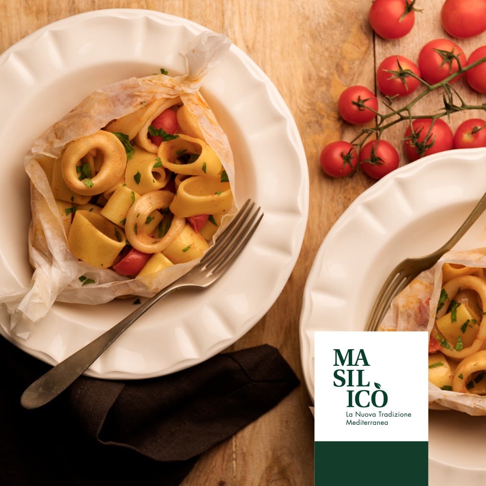 Calamarata al cartoccio con calamari